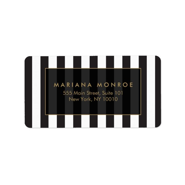 Black and White Stripes Address Label (Front)