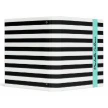 Black and white stripes aqua personalised name