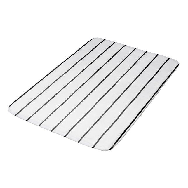 Black and White Stripes Bath Mat (Angled)