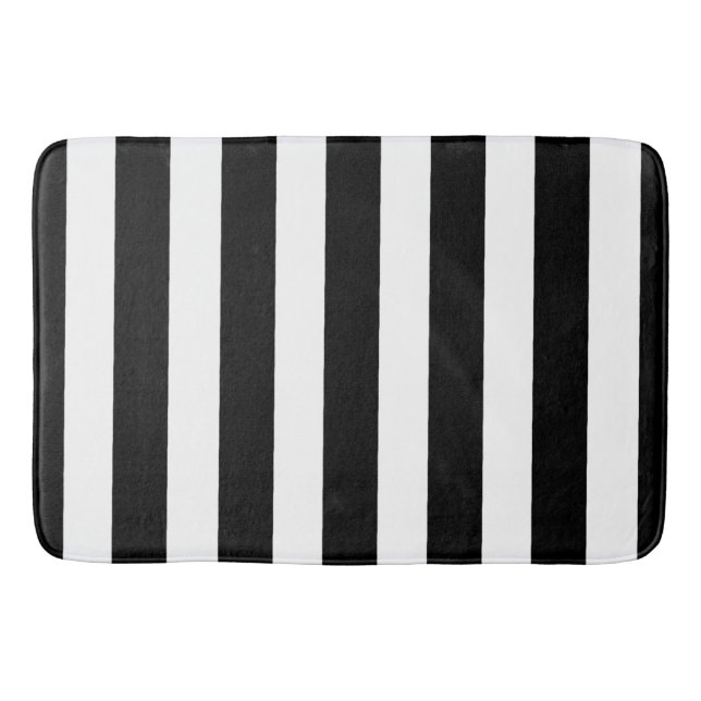 Black and White Stripes  Bath Mat (Front)