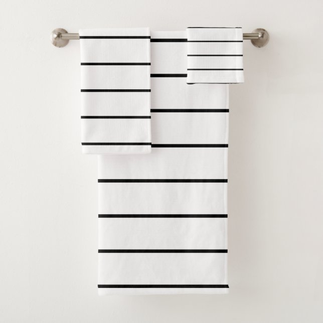 Black and White Stripes Bath Towel Set (Insitu)
