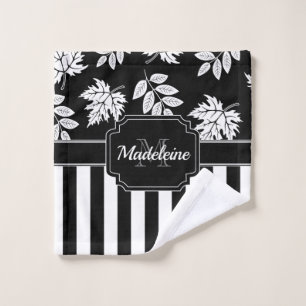 Black and White Stripes Bath Towel Set