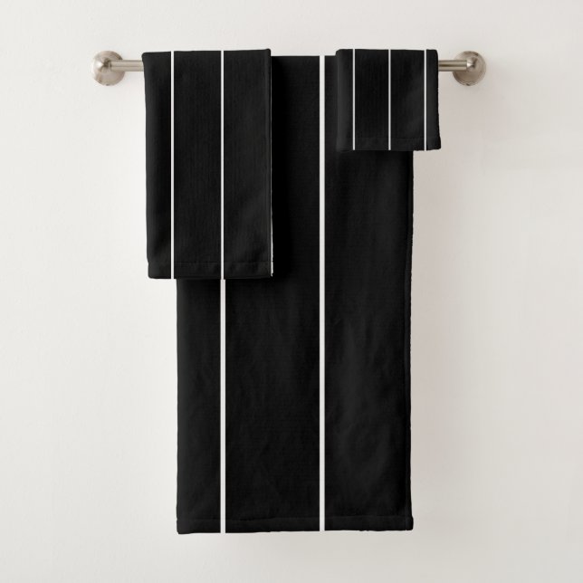 Black and White Stripes Bath Towel Set (Insitu)