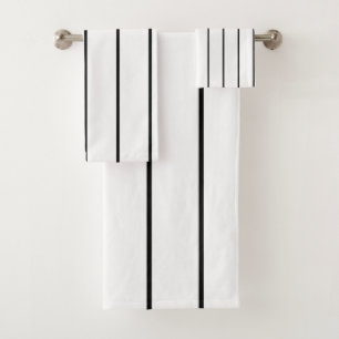 Black and White Stripes Bath Towel Set