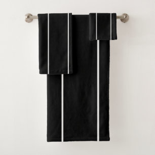 Black and White Stripes Bath Towel Set