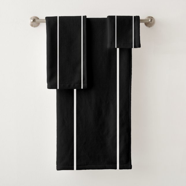 Black and White Stripes Bath Towel Set (Insitu)