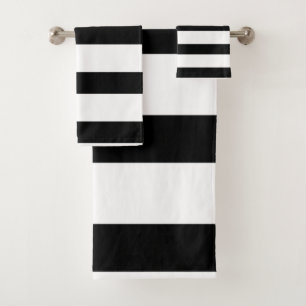 Black and White Stripes Bath Towel Set