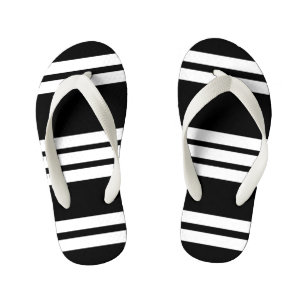 Black and white stripes bathroom kid's flip flops