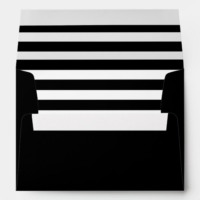 Black and White Stripes Black Envelope (Back (Bottom))