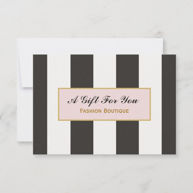 Black and White Stripes Boutique Gift Certificate (Front)