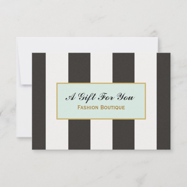 Black and White Stripes Boutique Gift Certificate (Front)
