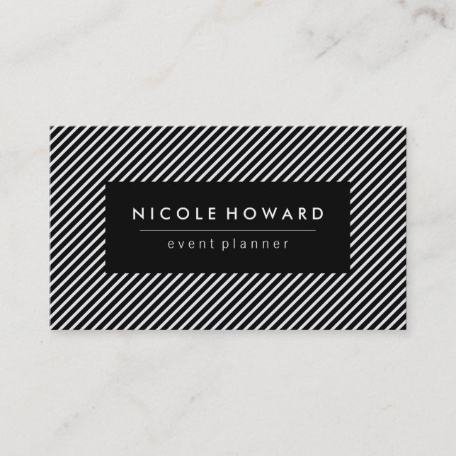 Black and White Stripes Business Card (Front)
