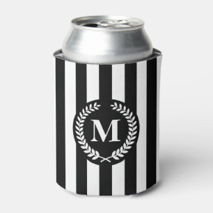 Black and White Stripes Can Cooler