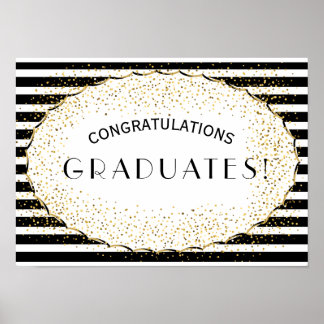 Black and white stripes Congratulations Poster