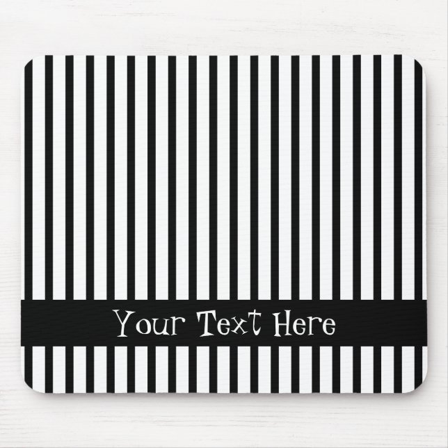 Black and White Stripes Customisable Mouse Mat (Front)