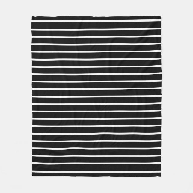 Black and White Stripes Design Fleece Blanket (Front)