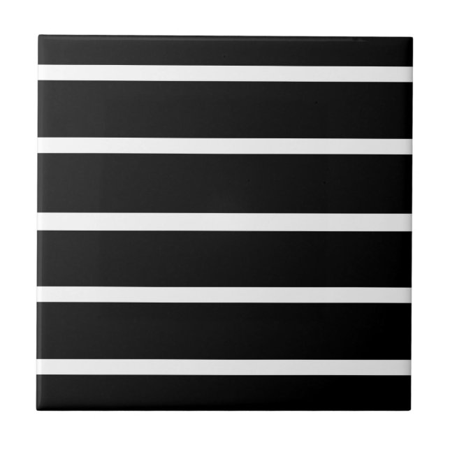 Black and White Stripes Design Tile (Front)