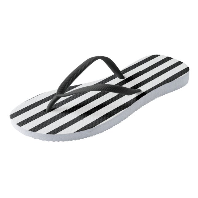 Black and White Stripes Flip Flops (Angled)