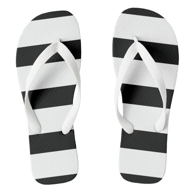 Black and White Stripes Flip Flops (Footbed)