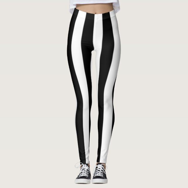 Black  and white stripes  flip flops leggings (Front)