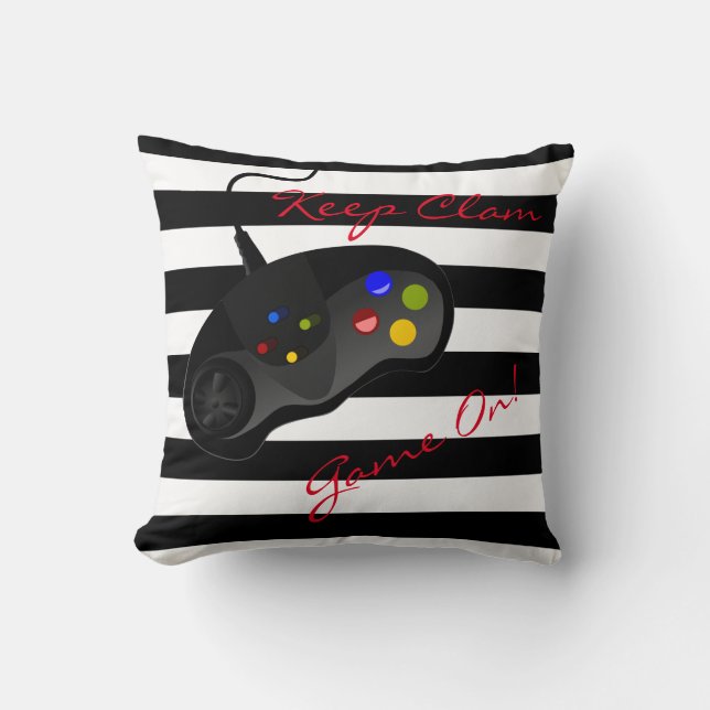 Black and White Stripes Gaming | Reversible Cushion (Front)