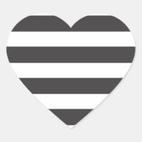 Black and White Stripes Heart Stickers