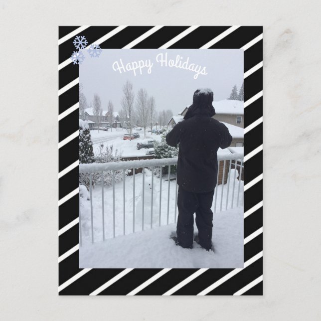 Black and White Stripes Holiday Photo (Front)