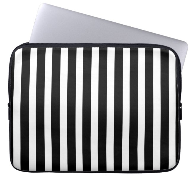 Black and White Stripes Laptop Sleeve (Front)