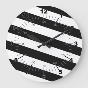 Black And White Stripes Large Clock