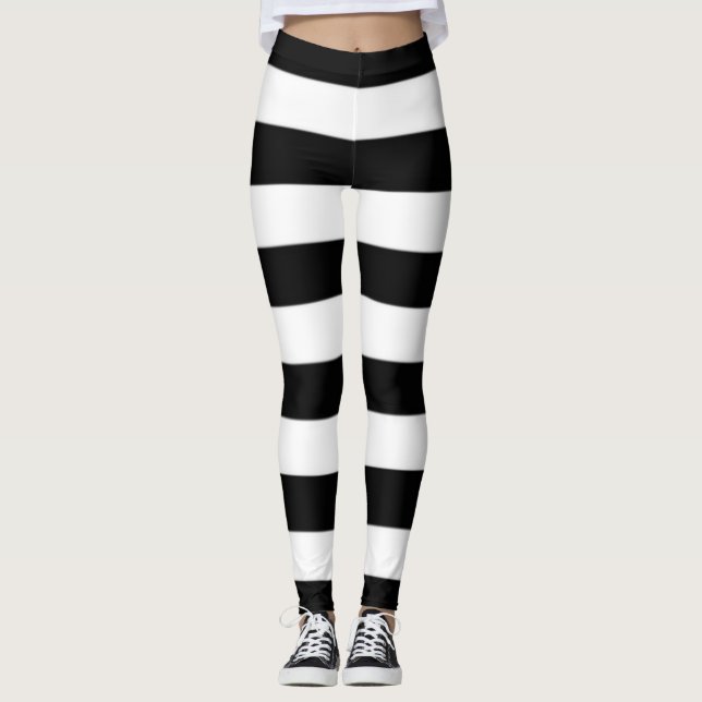 Black and white stripes  leggings (Front)