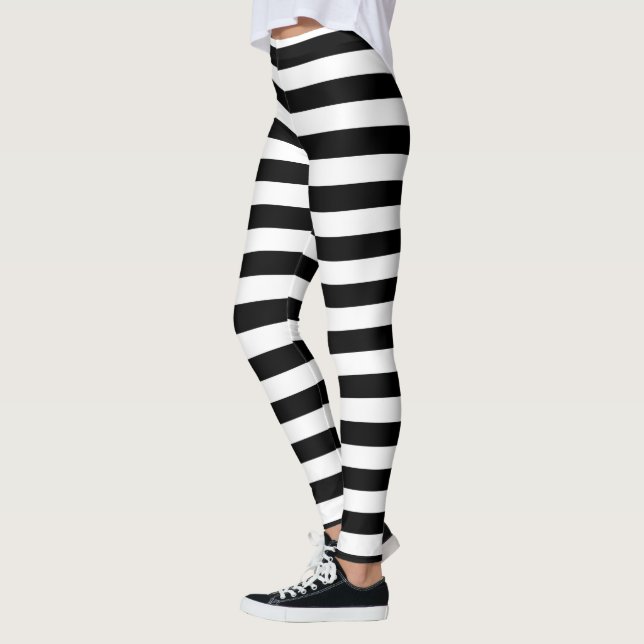 Black and White Stripes Leggings (Left)