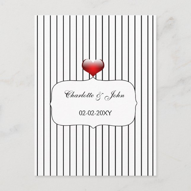 Black and White Stripes Modern Wedding Invitation Postcard (Front)