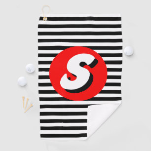 Black and white stripes Monogram S Golf Towel