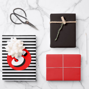 Black and white stripes Monogram S Wrapping Paper