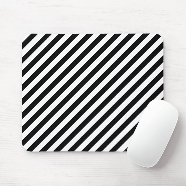 Black And White Stripes Mouse Mat (With Mouse)
