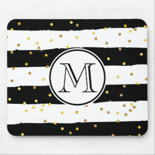 Black and White Stripes Mouse Mat