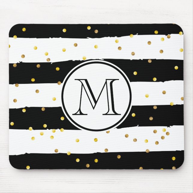 Black and White Stripes Mouse Mat (Front)