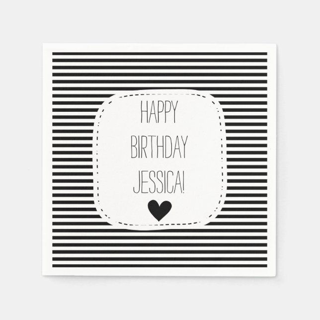 Black and White Stripes Napkin (Front)