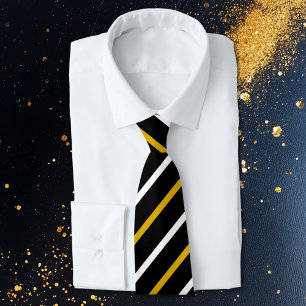 Black and White Stripes on Black Background Tie