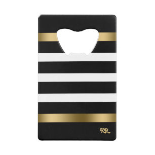 Black and white stripes pattern gold accents