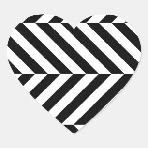 Black and white stripes pattern heart sticker
