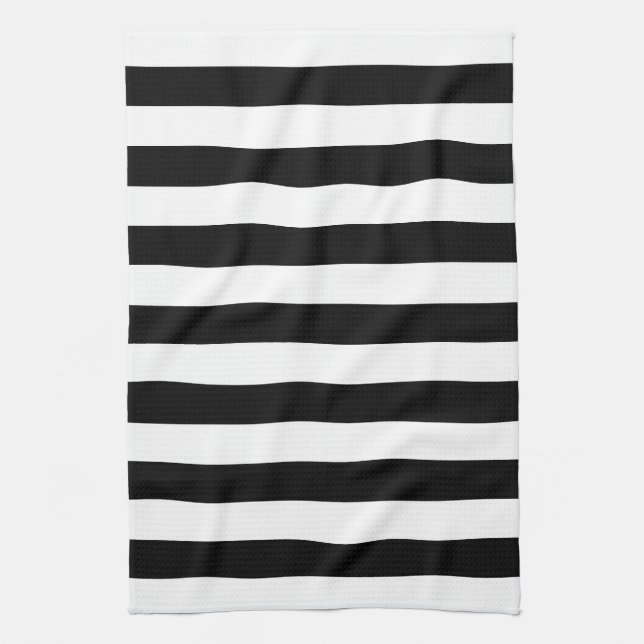 Black and White Stripes Pattern Kitchen Towels (Vertical)