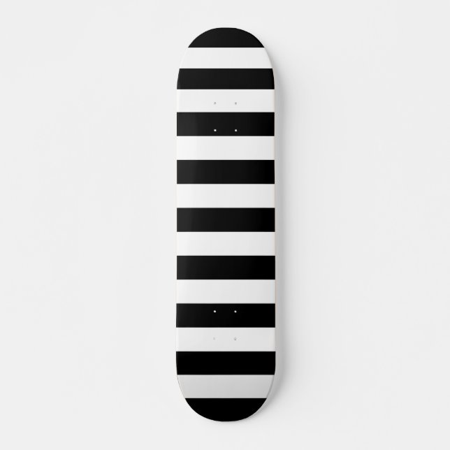 Black and White Stripes Pattern Skateboard (Front)