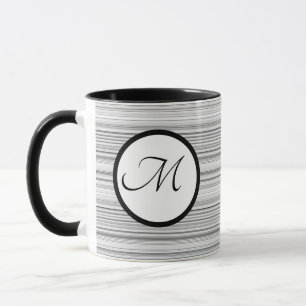 Black and White Stripes Personal Initial Mug