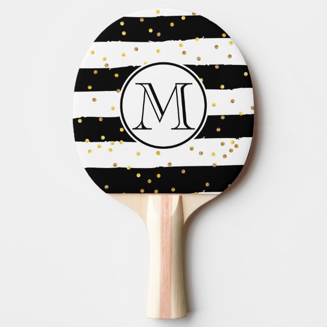 Black and White Stripes Ping Pong Paddle (Front)