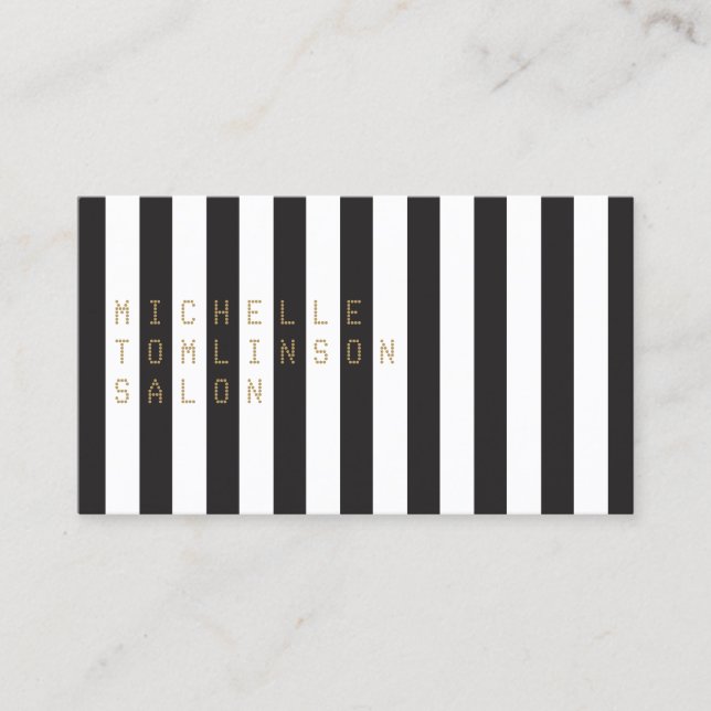 Black and White Stripes Salon Business Card (Front)