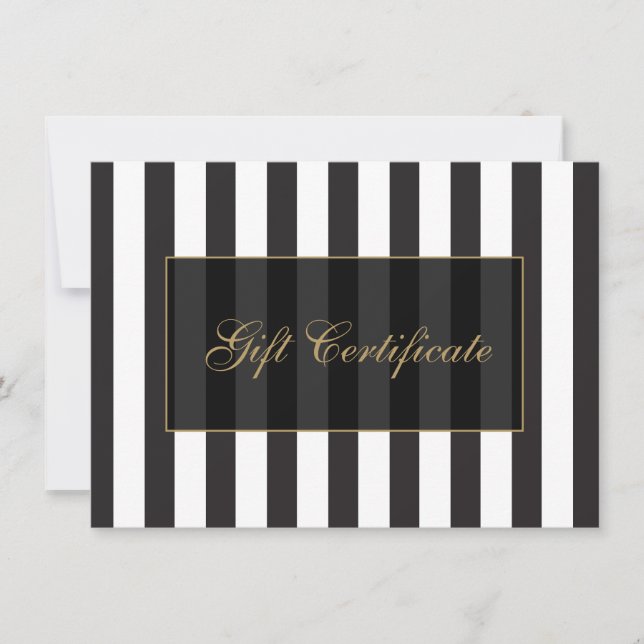 Black and White Stripes Salon Gift Certificate (Front)