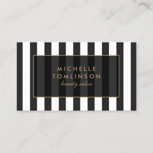 Black and White Stripes Salon III Business Card