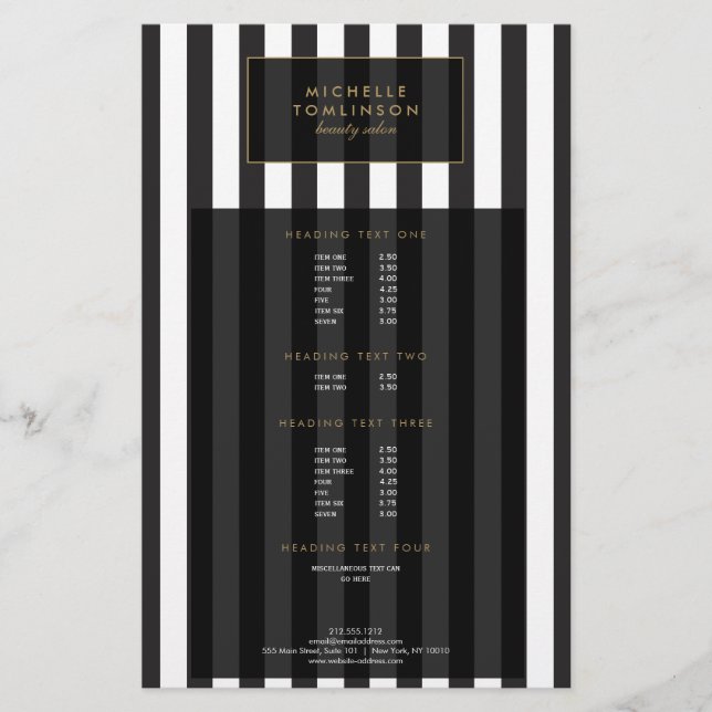 Black and White Stripes Salon III Flyer (Front)