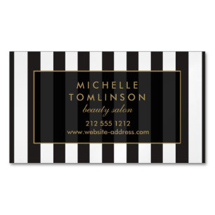 Black and White Stripes Salon III Magnetic Magnetic Business Card
